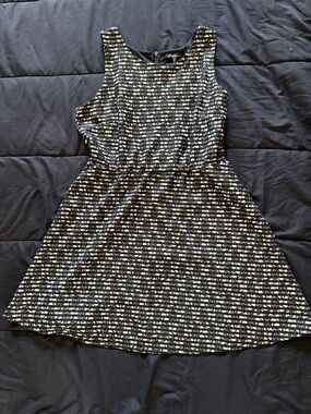 Trippy Black and White Sleeveless Fit & Flare Dress xl